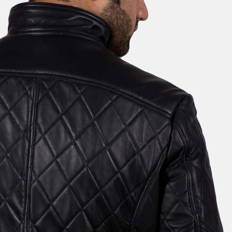 Mens Equilibrium Black Leather Jacket 7-1491385648455